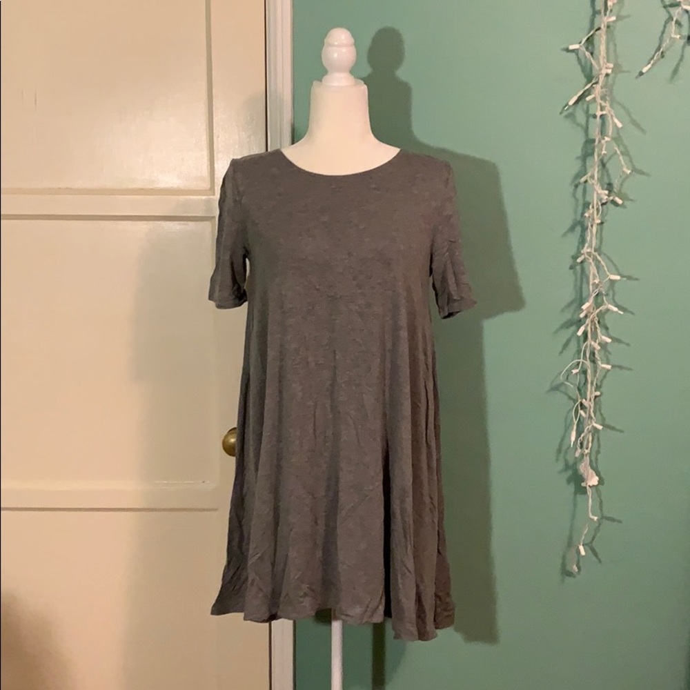 Basic Stretch Knit Trapeze Dress - Grey
